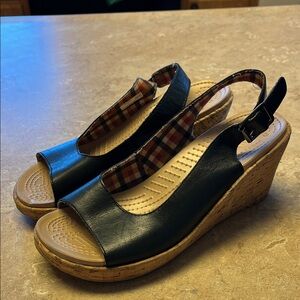 Crocs Black Wedge Sandals